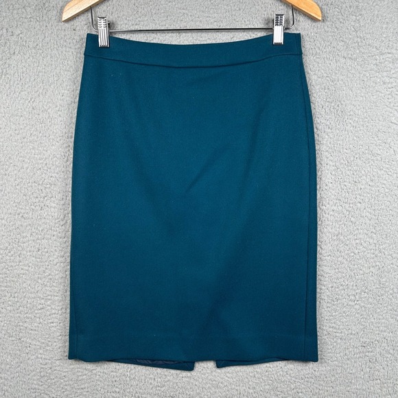 J.Crew Dresses & Skirts - J.Crew 100% Wool Pencil Skirt Teal Size 4 Lined Career Office Classic Minimalist